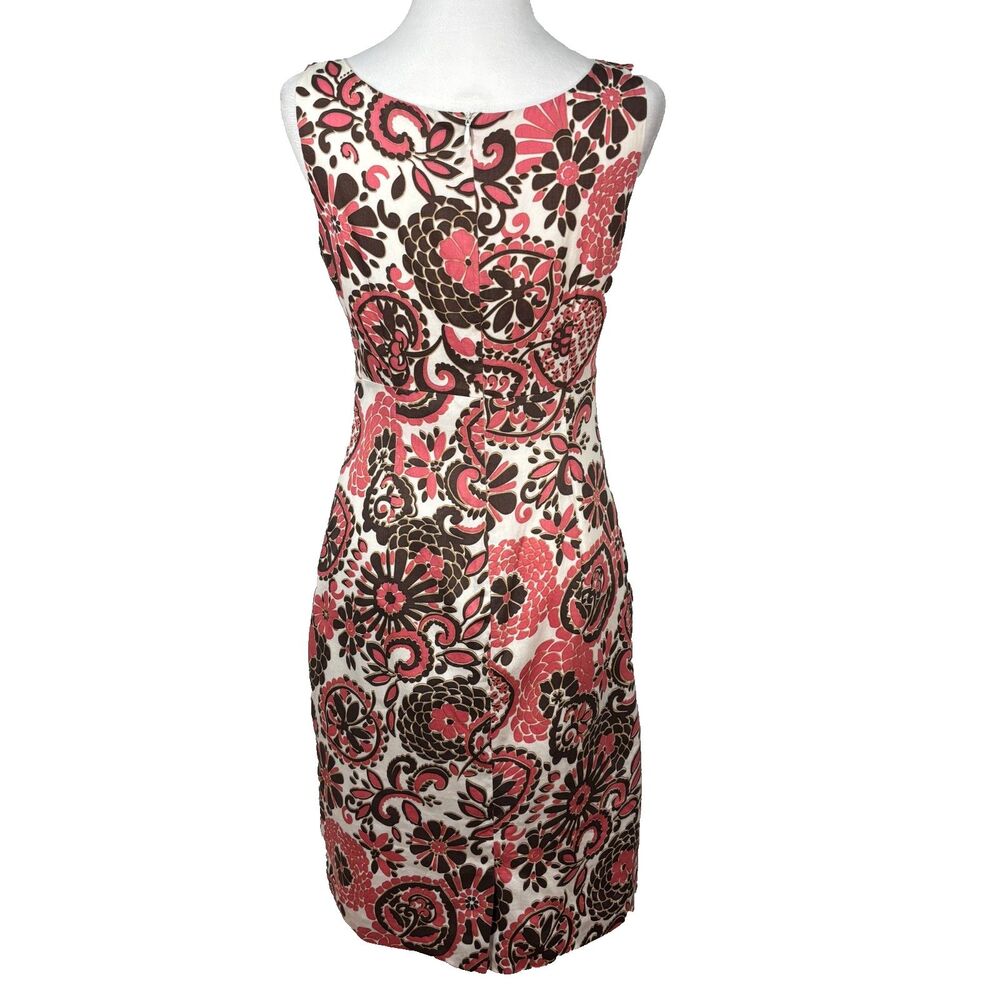 Mercer & Madison Sheath Dress Women's Sz 2 Pink Brown Floral Lined Retro Party - Picture 3 of 8